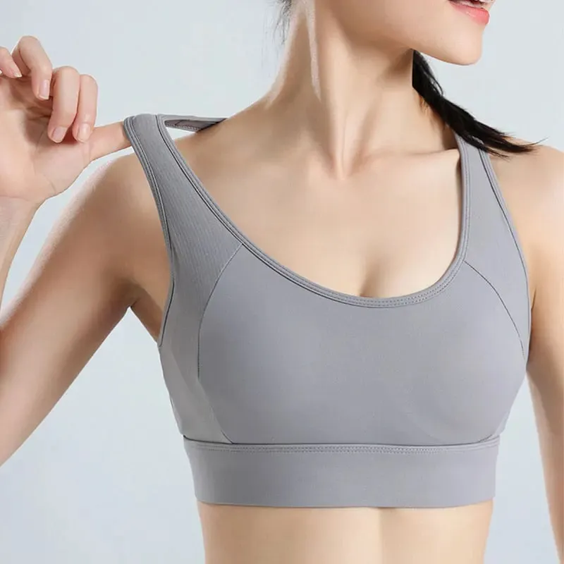 Sexy Back Yoga Crop Top Bra Inner Padded Fitness Tank Top Elastic Sport Bra Gym Vest Running Yoga Professional Workout Vest