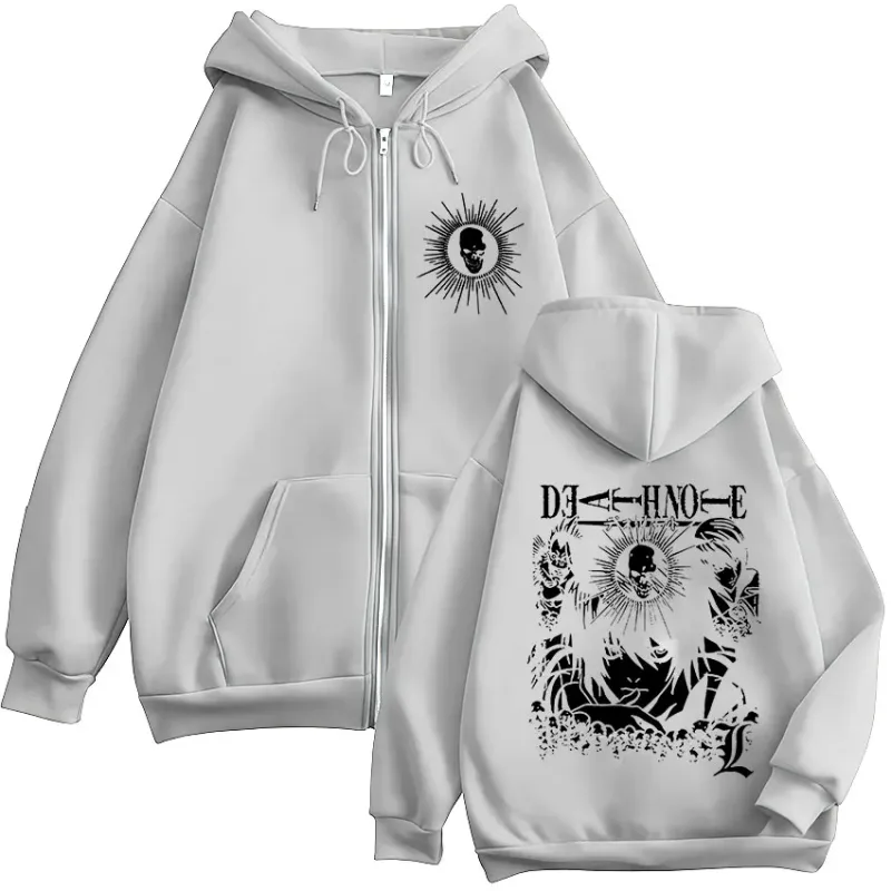 Anime Death Note Ryuk Yagami Light L·Lawliet Zipper Hoodies Men Women Clothing Fashion Casual Zip Up Hooded Sweatshirts Jackets