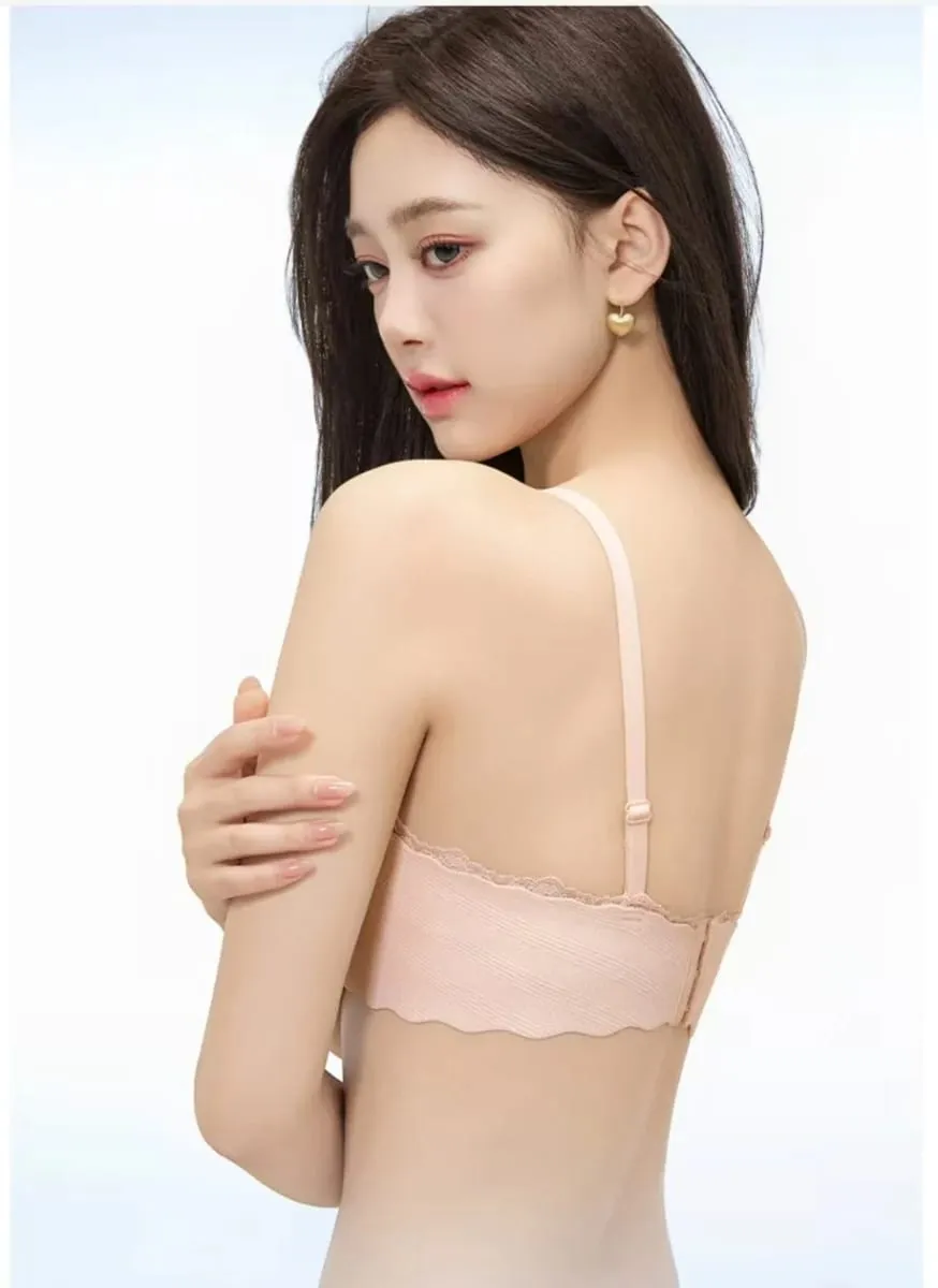 2025 Fashion Lace Thickened One-piece Seamless Push Up Lingerie Small Breast Gathering Comfortable Bra For Women