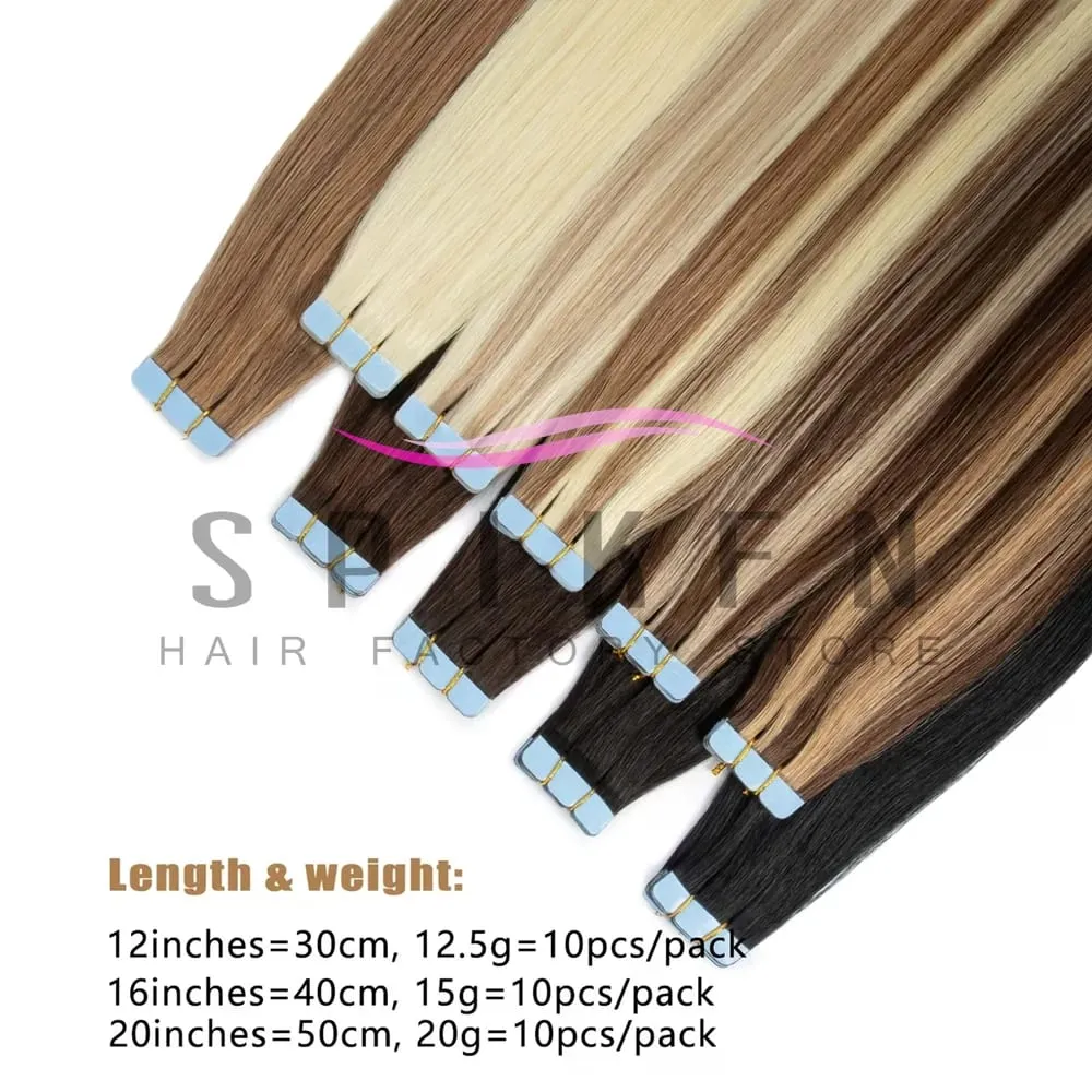 Naturalny czarny brązowy blond Mini taśma w ludzkich doczepach z włosów 12 "-20" taśma klejąca wątek skóry taśma do włosów Ons 10 sztuk/paczka dla kobiet