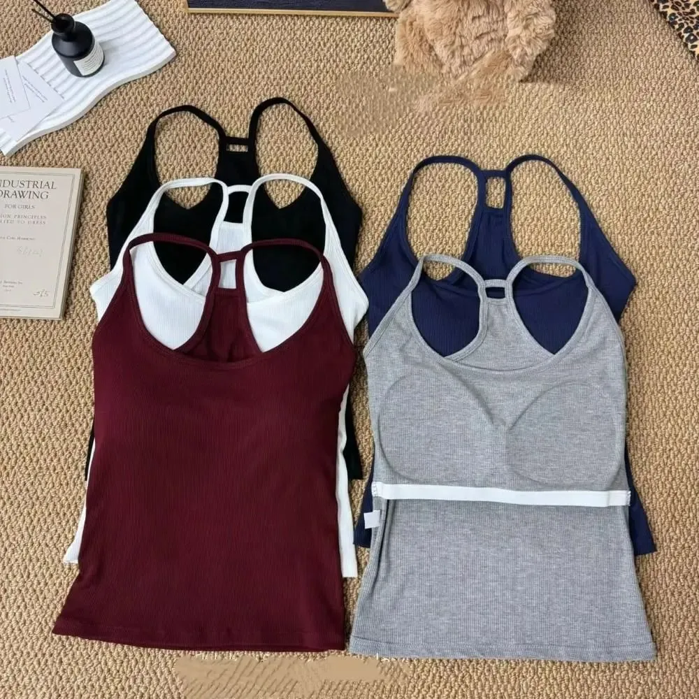 Casual U Neck Summer Tank Tops Sleeveless With Pad Fitted Tops Camisoles Slim Vest Corset for Women