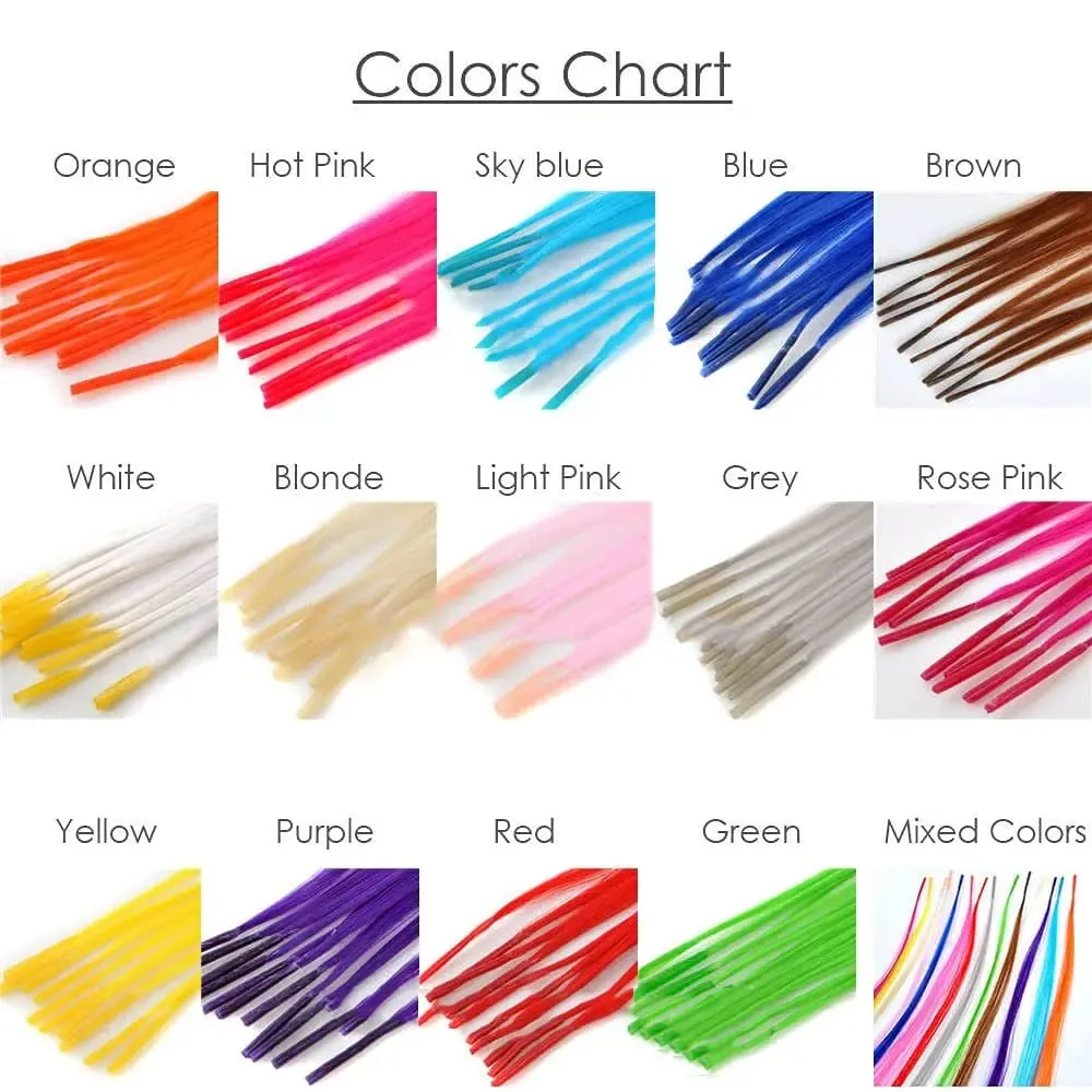 50 Pcs Hair Feathers with Hair Extension Tools Long Straight Synthetic Hair Feather Extensions Kit with Beads for Women Girls