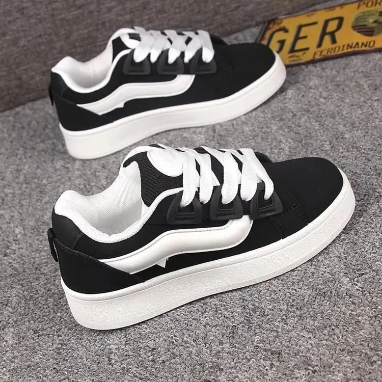 2025 New Black Women Vulcanize Shoes Casual Platform Sneakers Vintage Sports Female Korean Designer Flats Harajuku School Tennis