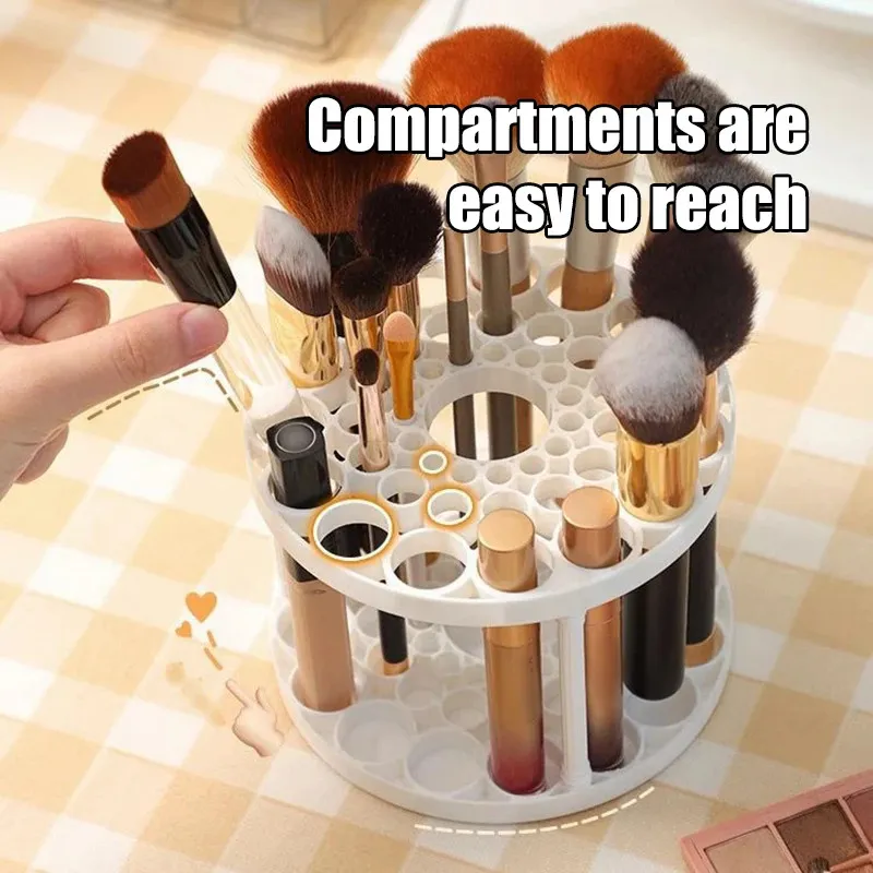45-Hole Rotating Makeup Brush Stand – Keep Brushes Visible & Within Reach Beauty Storage Organizer — image 4