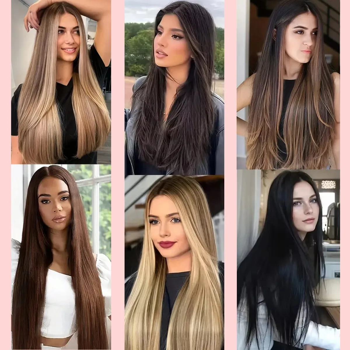 Clips In Hair Extension Long Straight Hair Pieces Clip In Hair Extension 24Inch 6Pcs Synthetic Fake Hair Ppieces For Women