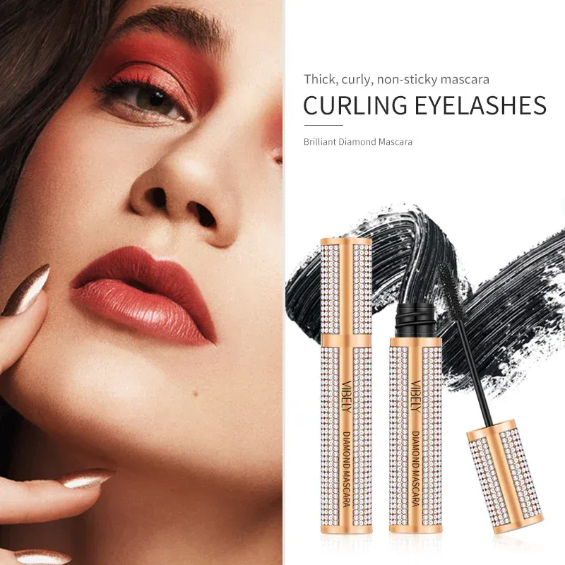 Mascara diamant 4D en Fiber de soie, Extension de cils longs imperméable, épais, noir, produits de maquillage pour les yeux, cosmétiques