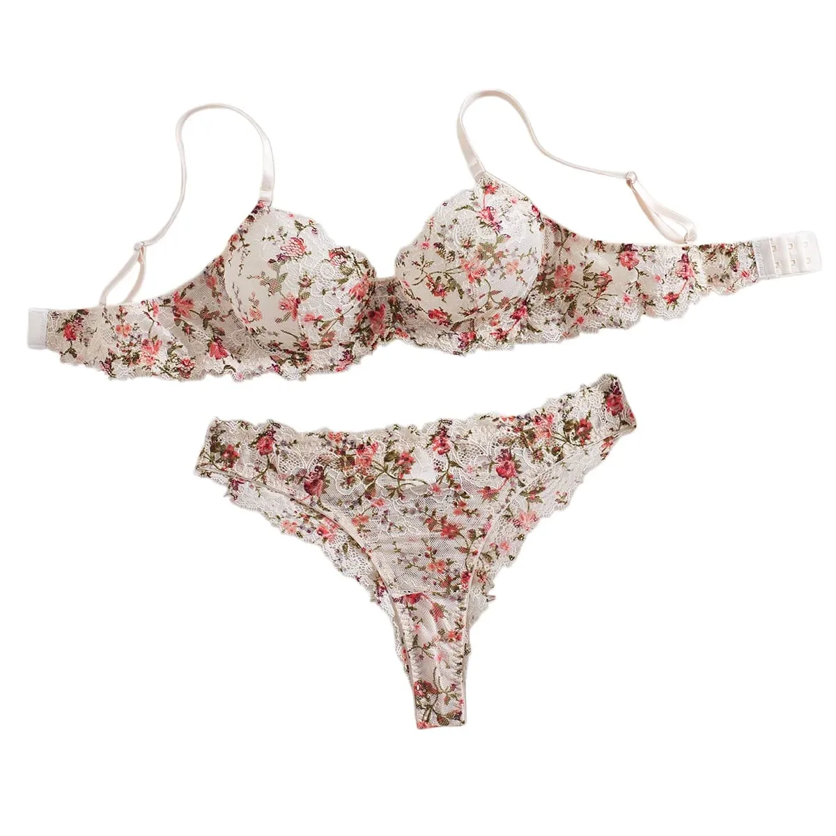 Krasapt francês flor bordado lingerie 2 peças conjuntos de renda extravagante retalhos ver através de sutiãs e calcinhas ternos sexy roupas eróticas