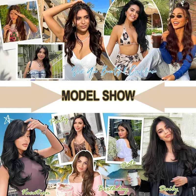 24 inch Long Wavy Hair Clip/Hair Extensions/Wigs/Women's Synthetic Wigs/Parties/Role-Playing/Different Events