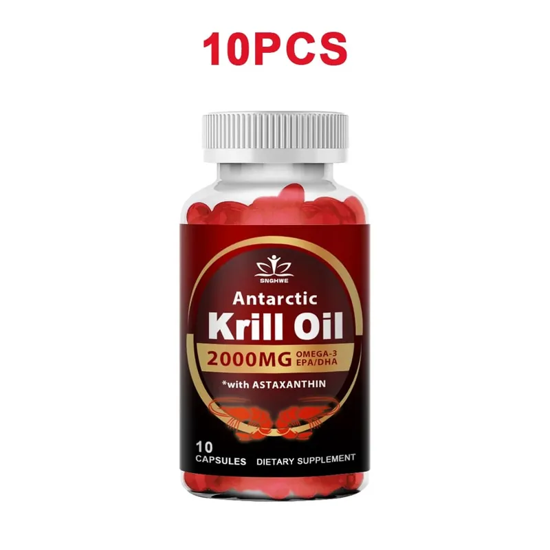 Aceite de krill antártico, 2000 mg por porción, con omega-3, EPA DHA y astaxantina, apoya la salud de las articulaciones, el cerebro, el corazón y la presión arterial