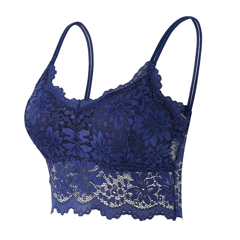 7 farbe Spitze Sexy Crop Top Frauen Gepolsterte Leibchen Bh Atmungsaktive Draht Freies Bralette Aushöhlen Schönheit Zurück Tank Weibliche unterwäsche