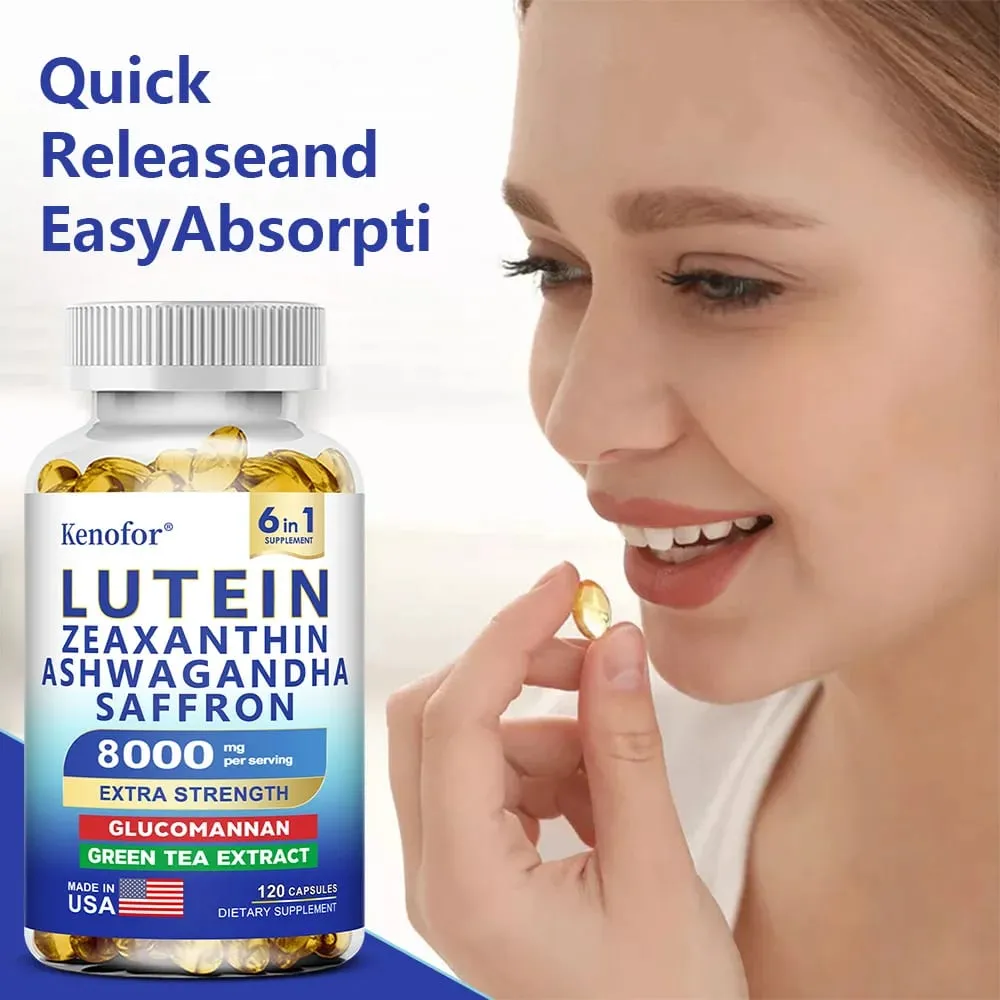 Lutein & Zeaxanthin Supplement 8000 Mg Eye Vitamins with Saffron for Adults Eye Health Supplement To Support Vision and Eyes