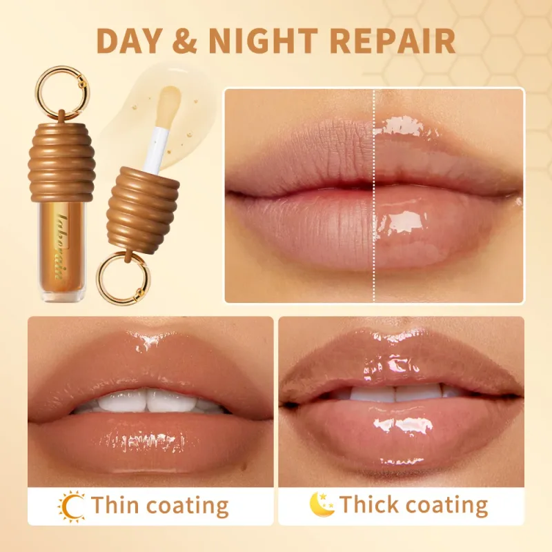Lakerain Honey Lip Gloss Glossy Texture Lightweight Non-sticky Long Lasting Moisturized Gorgeous Glossy Finish Smooth Lip Makeup