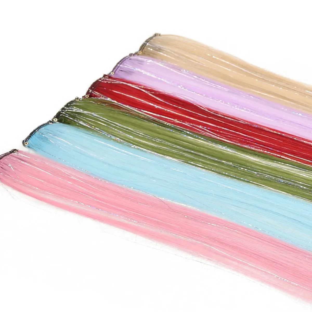 1pcs 24inch Colored Clip in Hair Extension Mahaba Straight Colorful Highlights Mga Piraso ng Buhok Synthetic Rainbow Hairpieces para sa mga babae