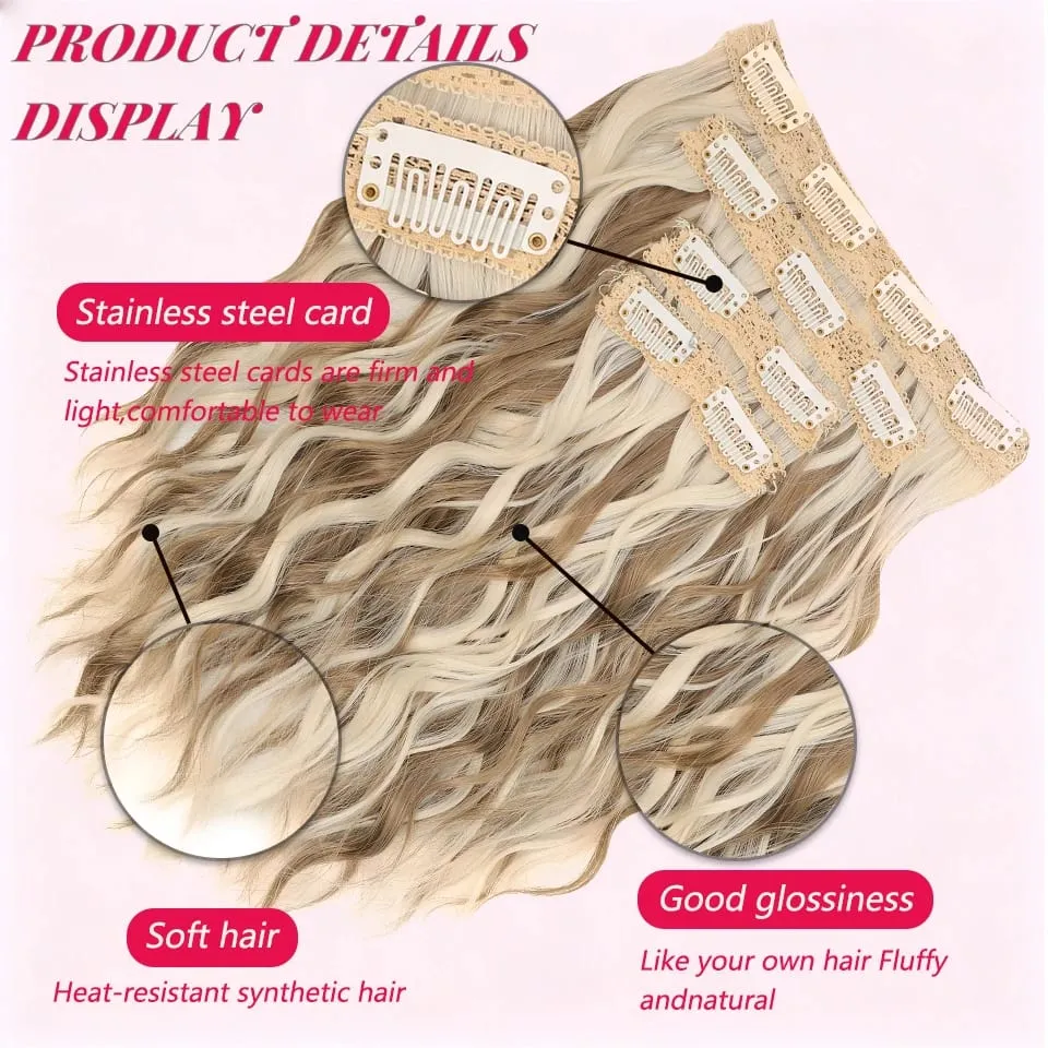 12 inch Four Piece Water Ripple Short Roll Clip Hair Extensions Suitable For Women's Daily Gatherings Gestivals And Celebrations