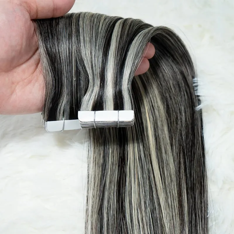 Extensiones de cabello con cinta Balayages, cabello humano 100% Real para mujer, mechones invisibles lisos de Color Piano, cabello humano sin nudos