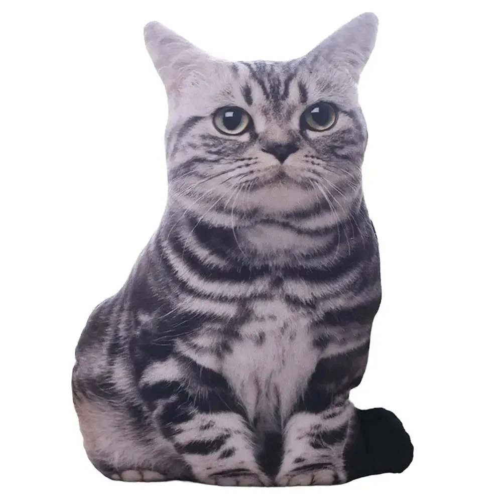 Creative Realistic 3D Cat Soft Simulation Cat Plushie Pillow Cartoon Kawaii Animals Cushion for Girls