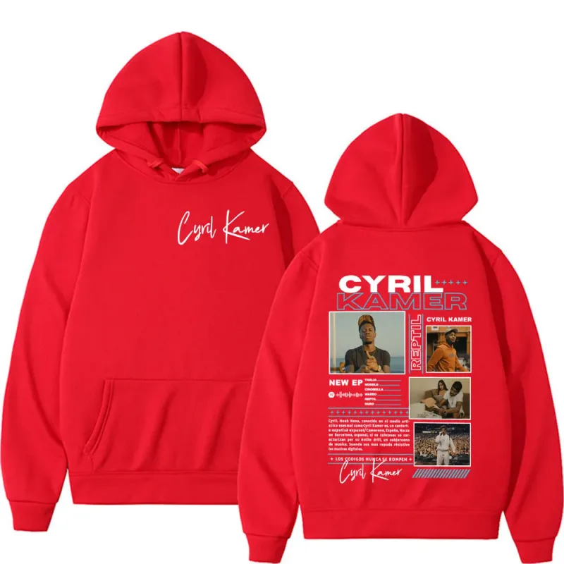랩퍼 Cyril Kamer Reptil 앨범 투어 그래픽 후드 남성 여성 트렌드 빈티지 팝 음악 스웨터 긴 소매 루즈 까마귀