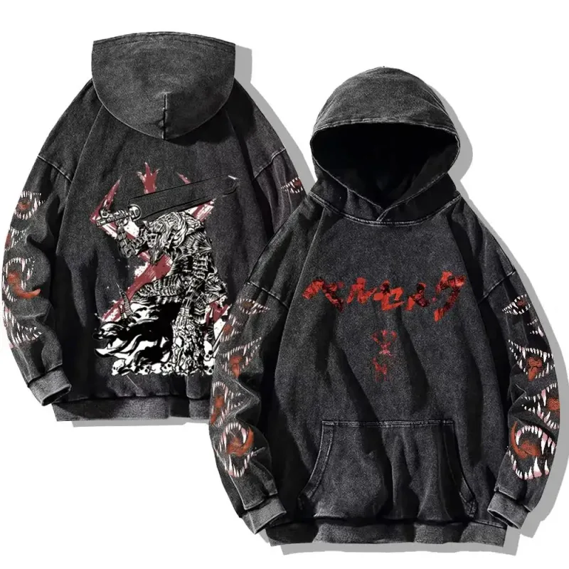 Berserk Anime Clothing Guts Cool Graphic Print Hooded Men Women Oversized Hoodies Cooton Casual Sweatshirt Harajuku Streetwear