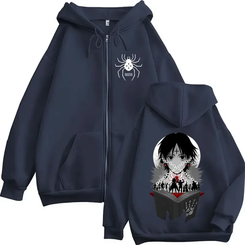 Anime Hunter X Hunter Chrollo Lucilfer Graphic Zipper Hoodies Men Women Clothing Oversized Zip Up Hooded Sweatshirts Streetwear