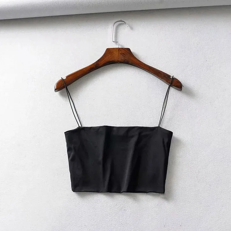 2025 Summer Women's Crop Top Sexy Elastic Cotton Camis sleeveless Short Tank Top Bar