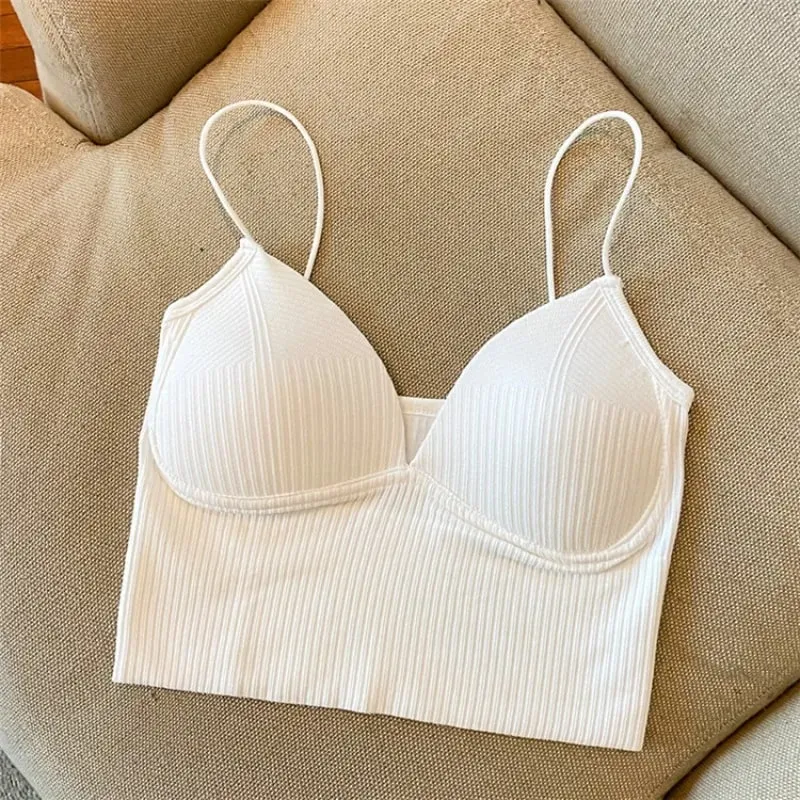 ผู้หญิงเซ็กซี่ Crop Top Bra กีฬา Tube Camis Streetwear Bandeau Basic Tank หญิง Tee