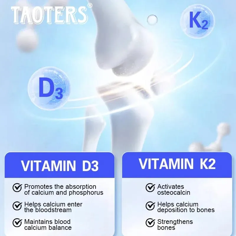 3000 mg Vitamin D3+K2 Health Supplement - Calcium Supplement for knoglepræcision og generel sundhed