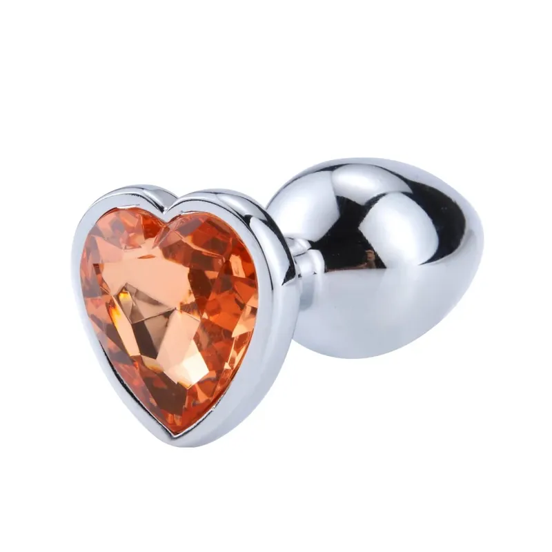 3 Sizes Metal Anal Plug Heart Base Butt Plug for Adults Women Men Couples Stainless Steel S/M/L Diamond Masturbator Sex Toys 18+