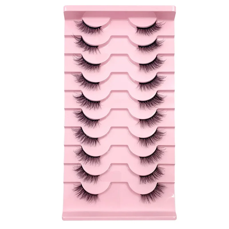 3D Cat Eye Lashes Half Eyelashes 10 Pares Half Lashes Natural Clear Stem False Eyelash Extension Makeup Faux Cils maquiag