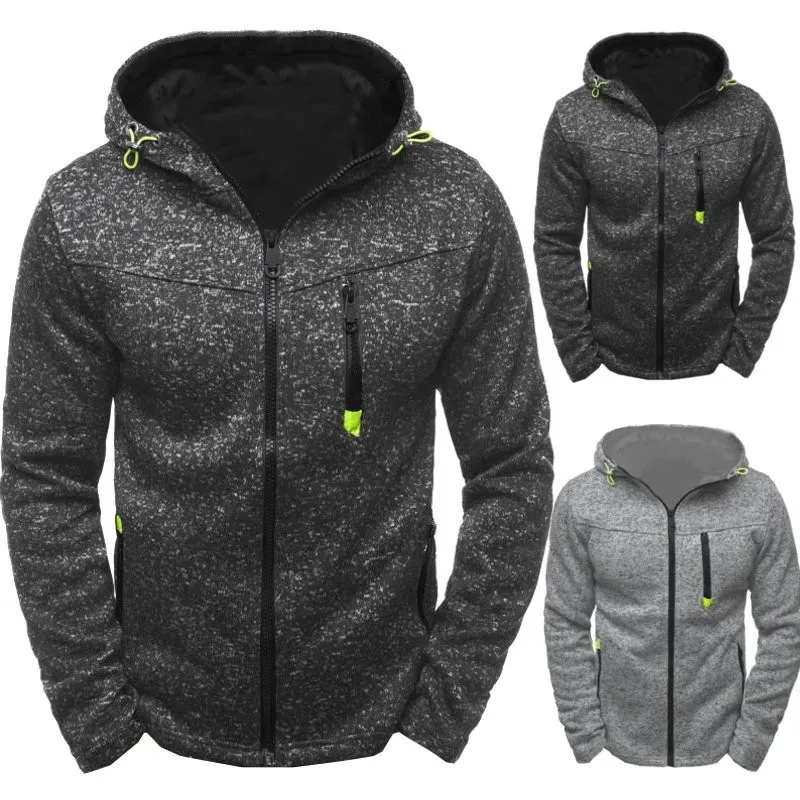 Men's Hoodie na may Side Zipper Pockets Manipis Lana Solid na Kulay Tracksuit Kaswal Araw-araw na Panlabas na Hooded Tracksuit Mahabang Manggas