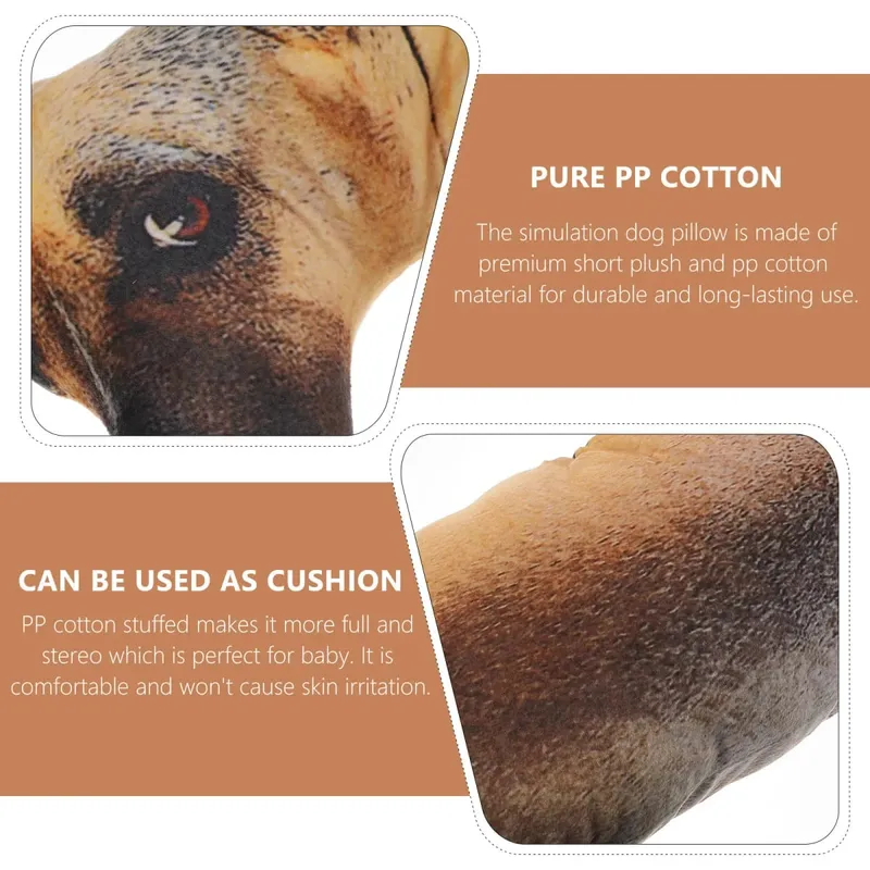 3D Simulation Dog Pillow High Density PP Cotton Stuffed Full Body Stereo Shape Comfort Support Cushion for Kids Nursery Room