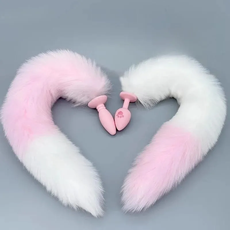 Small Silicone Butt Plug Dildo Vaginal Plug with Detachable Fake Soft Fox Rabbit Tail for Couple Anal Bead Dilator Sex Toys