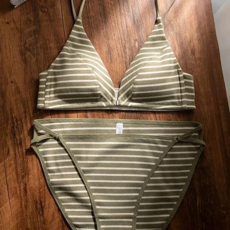 omen Front Closure Bra Set Summer Thin Spaghetti Strap Sexy Triangle Cup Backless Brassiere Lingerie Set 32‑38 Size