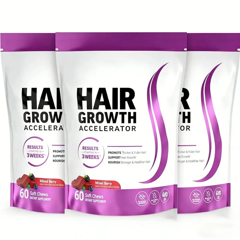 Biotin Hair Growth Soft Chews Supplement Support Fuller Thicker Hair Vitamin C & E for Healthy Hair Nourishment 60 Gummy