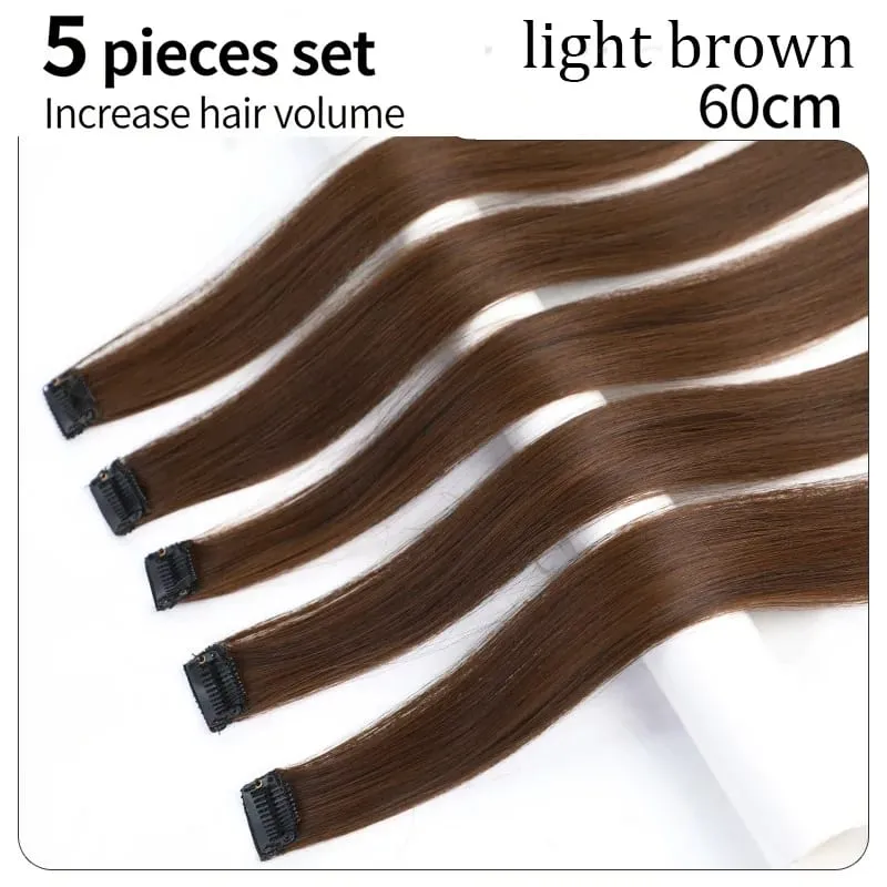 5Pcs 60cm Clip In Hair Extensions Human Hair For Adding Volumesyntheticsynthetic — image 9