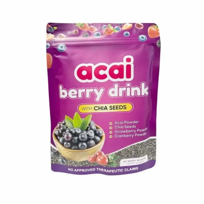Acai Berry เครื่องดื่มผงเมล็ดเจียสตรอเบอร์รี่แครนเบอร์รี่สำหรับสารต้านอนุมูลอิสระ Daily Wellness & ระบบภูมิคุ้มกันสนับสนุนผู้ใหญ่ 40g