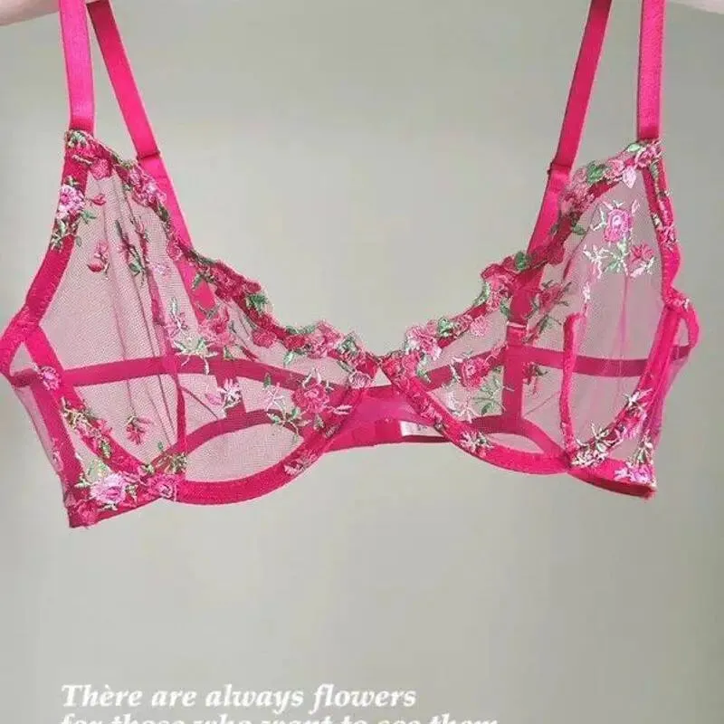 Sexy Sheer Lace Flower Embroidery Underwire Bra for Women Large Breast Minimizer Anti‑Sagging Comfort Everyday Wear YEMOMO S‑XL
