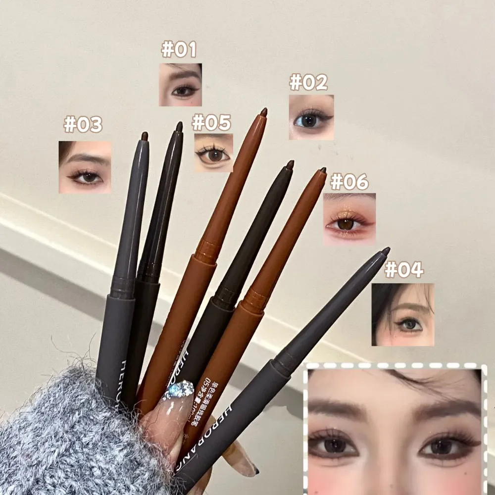 Ultra-fine Gel Eyeliner Pencil Black Brown Under Eye Liner Pen Waterproof Matte Lying Silkworm Quick Drying Lasting Eyes Makeup