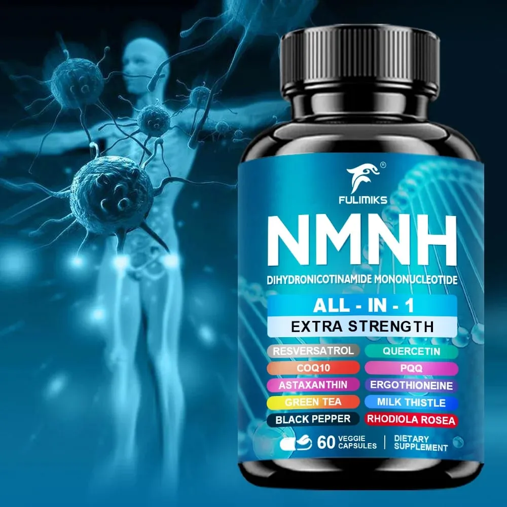 Supplement Capsules NAD+ Booster All-In-1 lmmune System Energy 60 Pills - Suitable for Men & Women - Daily Supplement