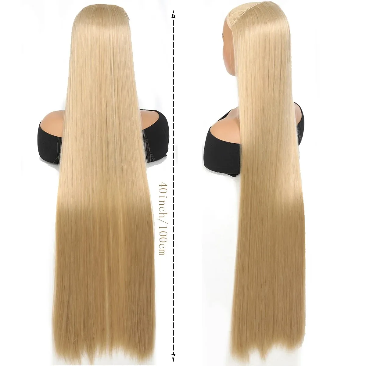 Synthetic 20-40 Inch Extra Long Straight Hair Extension 5 Clips Black Blonde Brown Red High Temperature Fake Hairpiece