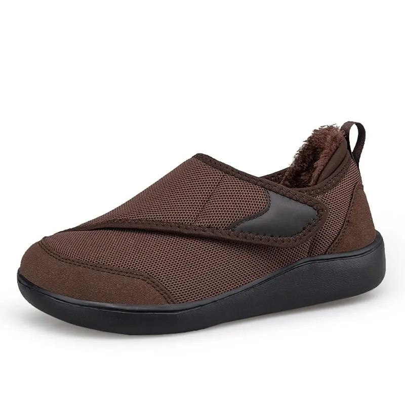 Winter Fur-lined Wide Box Toe Open Shoes for Elderly Men Women Diabetic Shoes Swollen Foot Fat Orthopedics Hallux Valgus Bunion