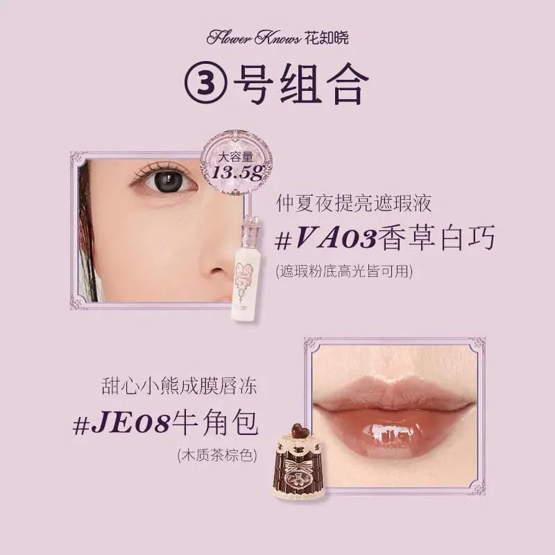 Flower Knows Concealer Lip Glaze Duo Brightening Concealer & Glossy Lip Lacquer 2-Piece Set for Flawless Base & Juicy Lips