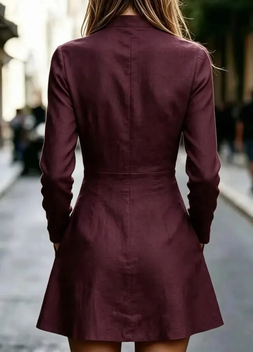 2026 Autumn Spring New Women's Mini Dresses Elegant Deep V-Neck Dress Temperament Commuting Female Fashion Slimming Dress