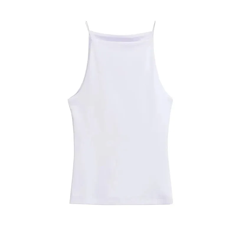 Summer women's retro solid color spicy girl sexy sleeveless slim fit off shoulder vest top