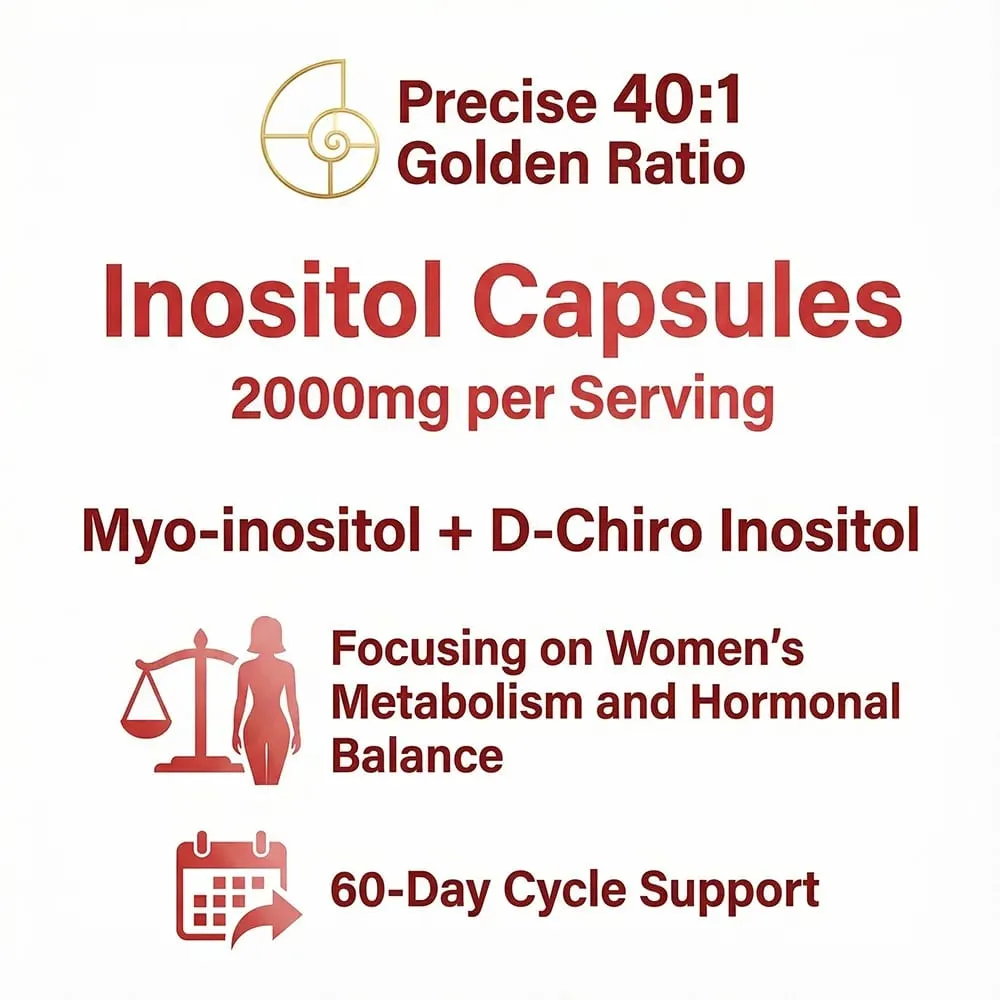 Myo-Inositol & D-Chiro Inositol Supplement for Women (40:1 Ratio Myo Inositol) Hormone Balance & Ovarian Health for Women