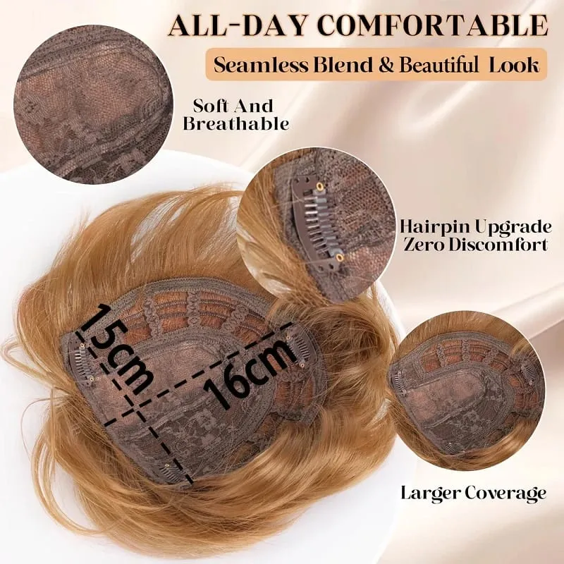 Synthetic Short Hair Topper Lightweight Fiber Hair Extension for Increase Volume Cover White Hair Effortless Daily Use Styling — image 3