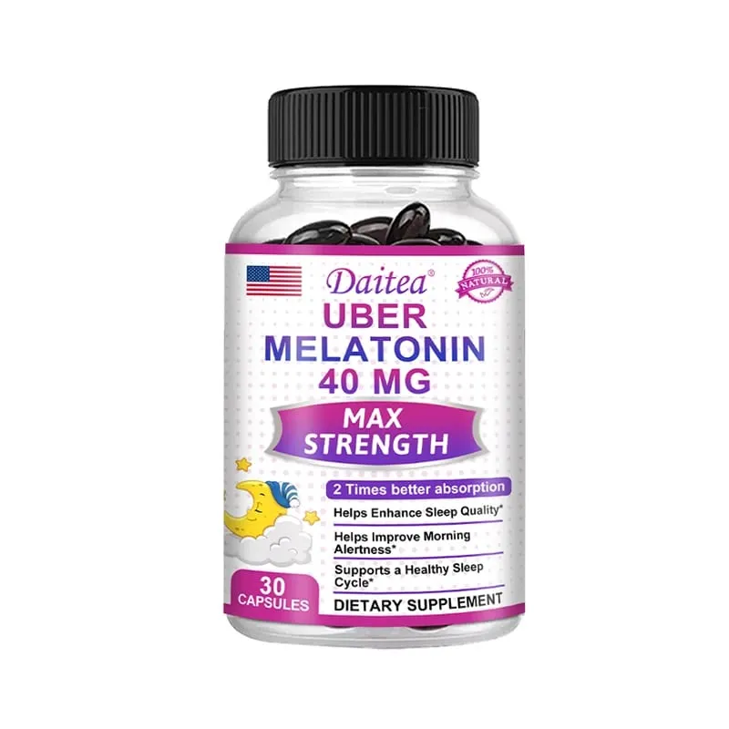 Daitea Super Melatonin Capsules-40mg Contain Vitamin C Help You Fall Asleep Faster Relieve Insomnia and Improve Sleep Quality