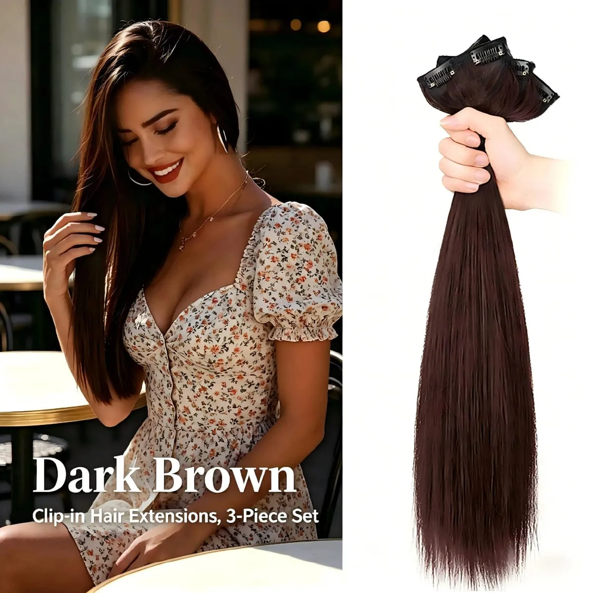 3Pcs Long Straight Synthetic Clip In Hair Extensions Invisible Seamless Natural Hairpiece Lightweight Secure BB Clips For Women
