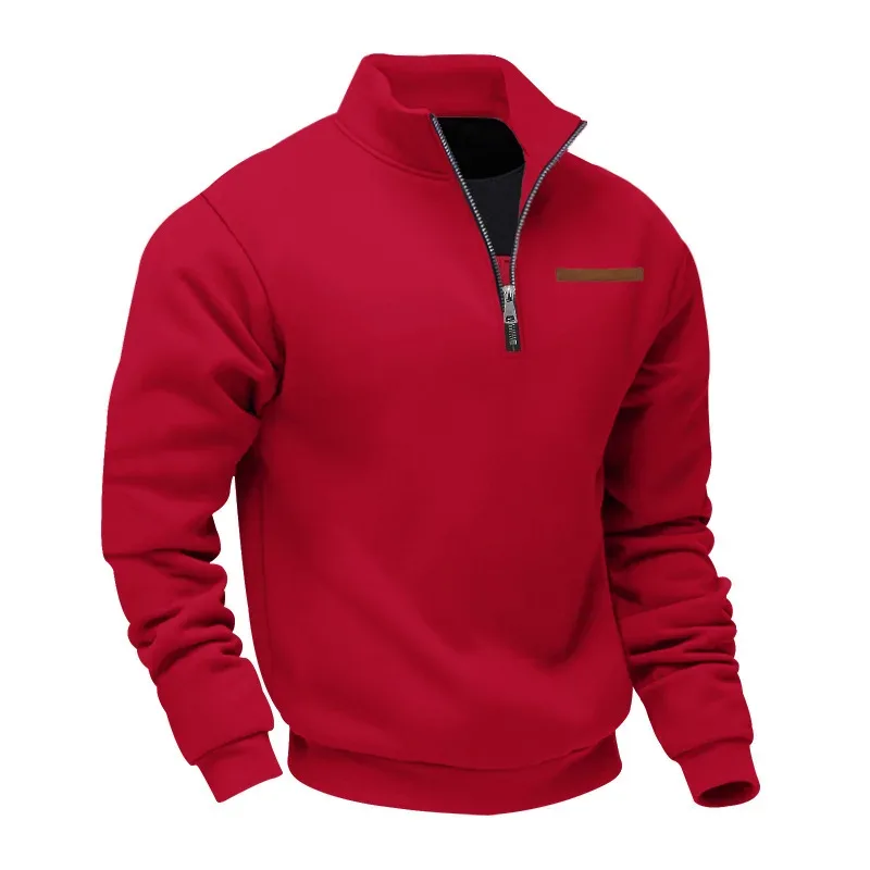 American autumn and winter heavy fleece long-sleeved men's sweater half zipper loose stand-up collar pullover men's sweater