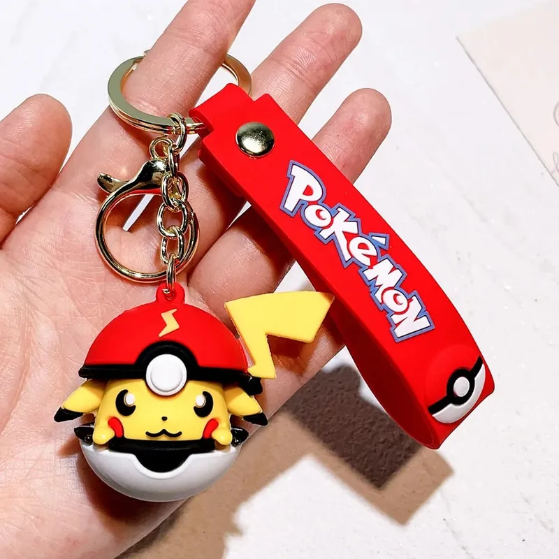 40 Style Wholesale Anime Pokémon Pikachu Eveen Keychain Cartoon Cute Charizard Keyring Student Backpack Car Key Chain Toys Gifts