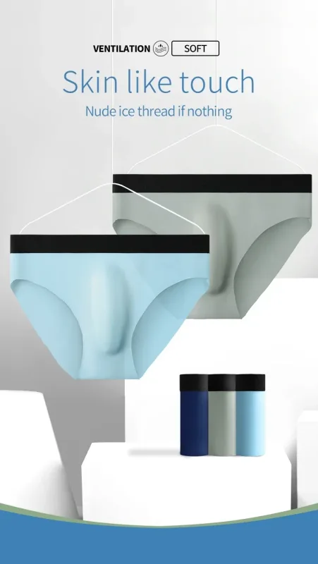 3PC Ice silk texture briefs, sobrang lamig sa balat sa tag-araw, tamasahin ang silky touch